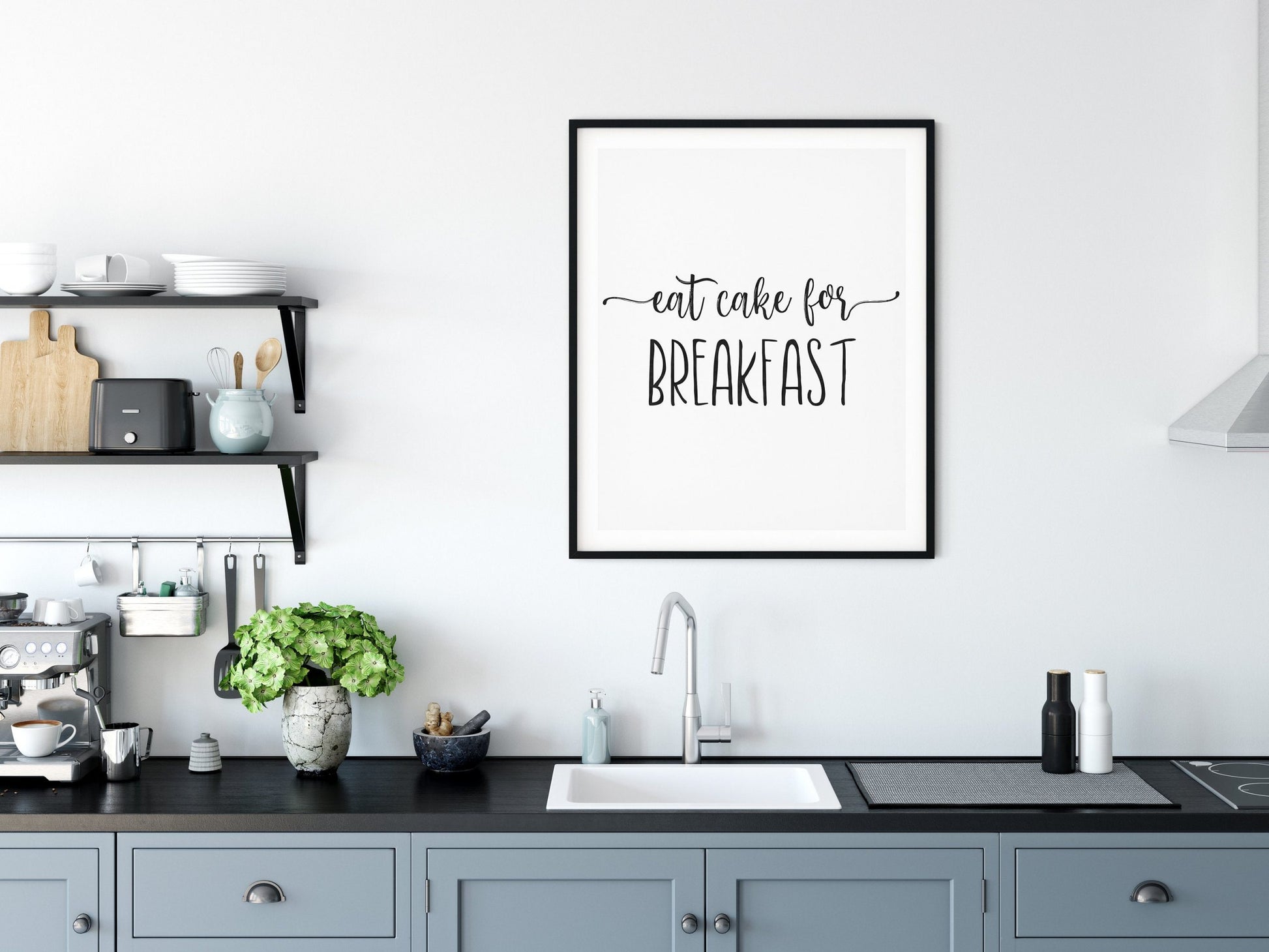 Printable Kitchen Art Eat Cake For Breakfast, Kitchen Wall Art, Home Decor Print