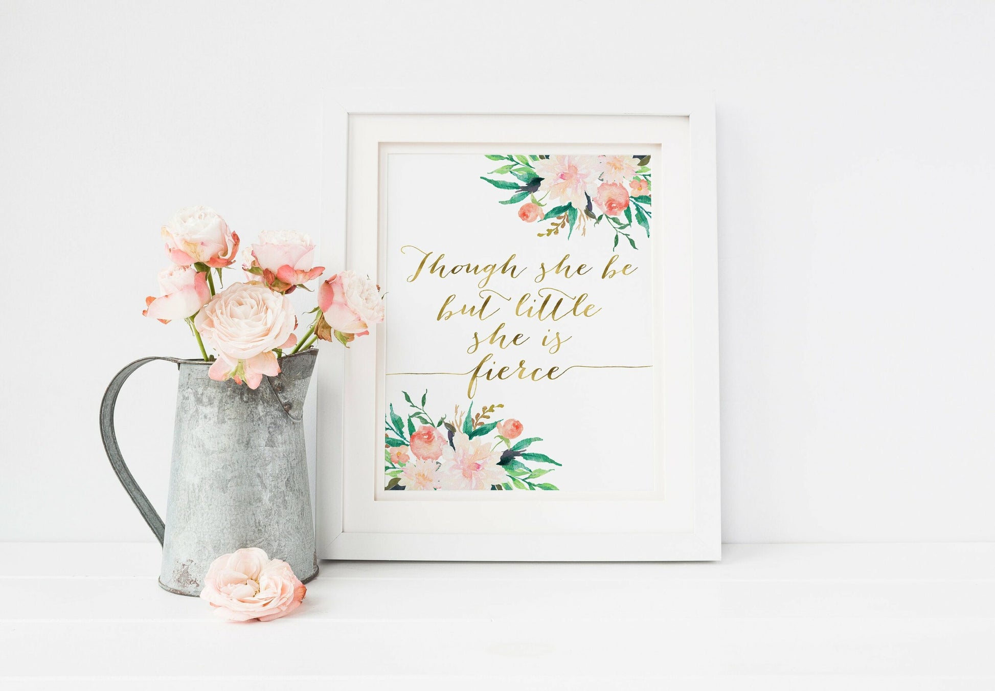 Though She Be But Little She Is Fierce,Print Nursery Wall Art,Nursery Decor Girl