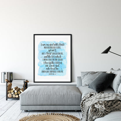 I Am Crusified With Christ, Galatians 2:20,Bible Verse Printable Wall Art,Nursery Decor,Bible Quotes