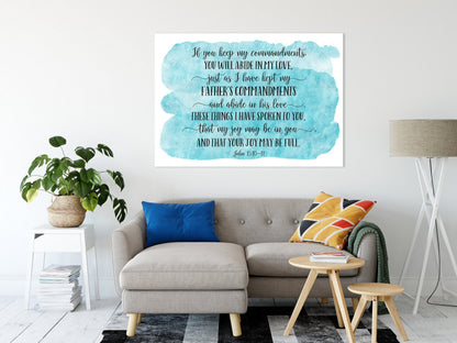 Love One Another , John 15:10-11, Bible Verse Printable Wall Art, Christian Gifts, Nursery Decor