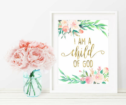 I Am A Child Of God Printable Nursery Wall Art, Nursery Bedroom Decor Print