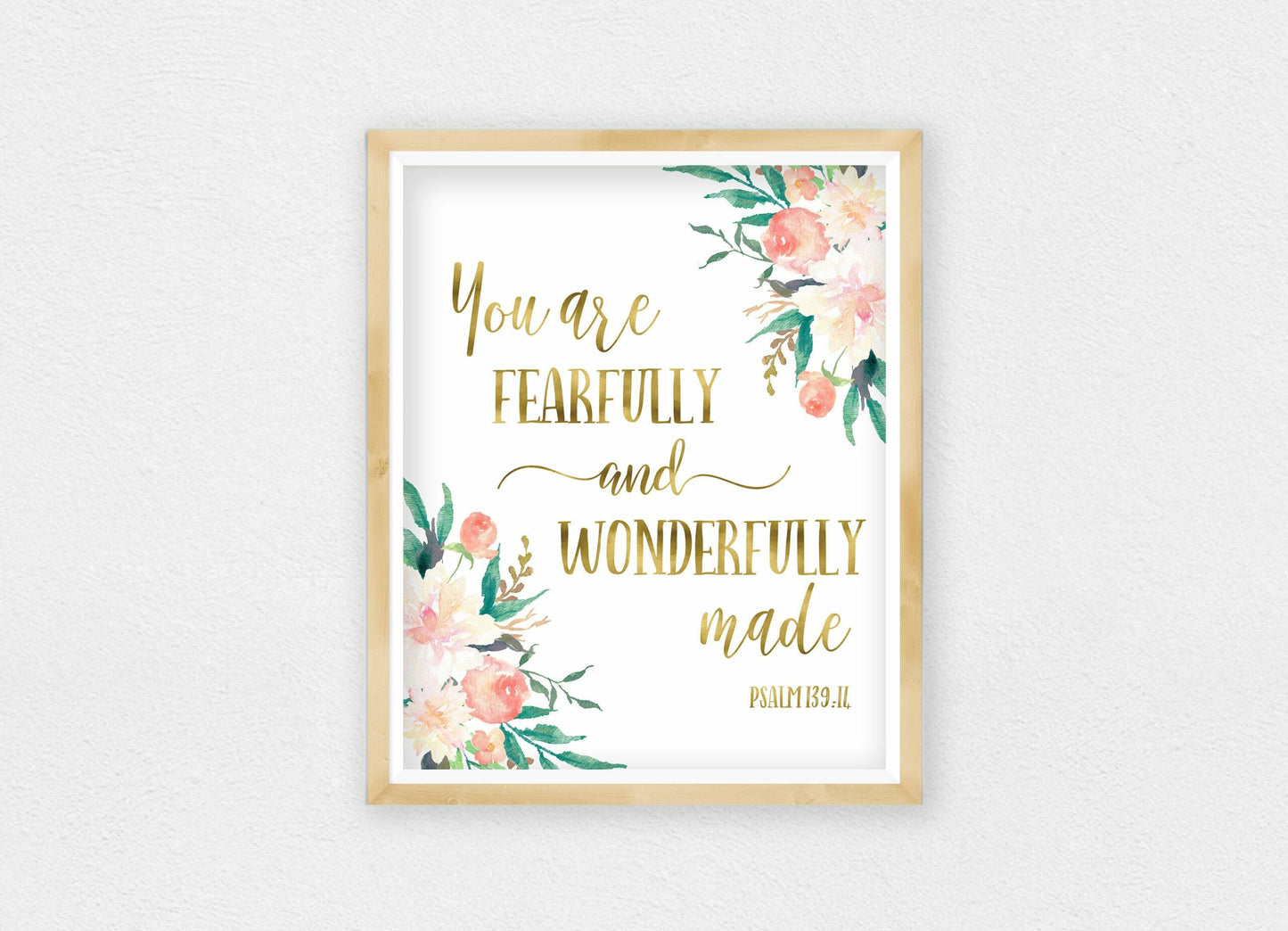 You Are Fearfully And Wonderfully Made, Psalm 139:14,Nursery Bible Verse Print