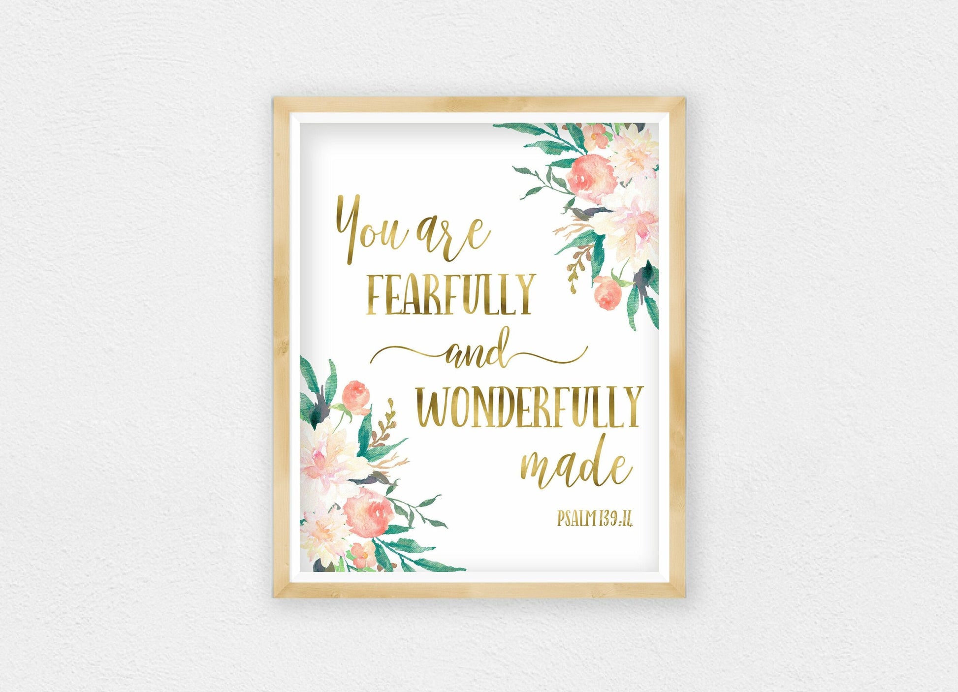 You Are Fearfully And Wonderfully Made, Psalm 139:14,Nursery Bible Verse Print
