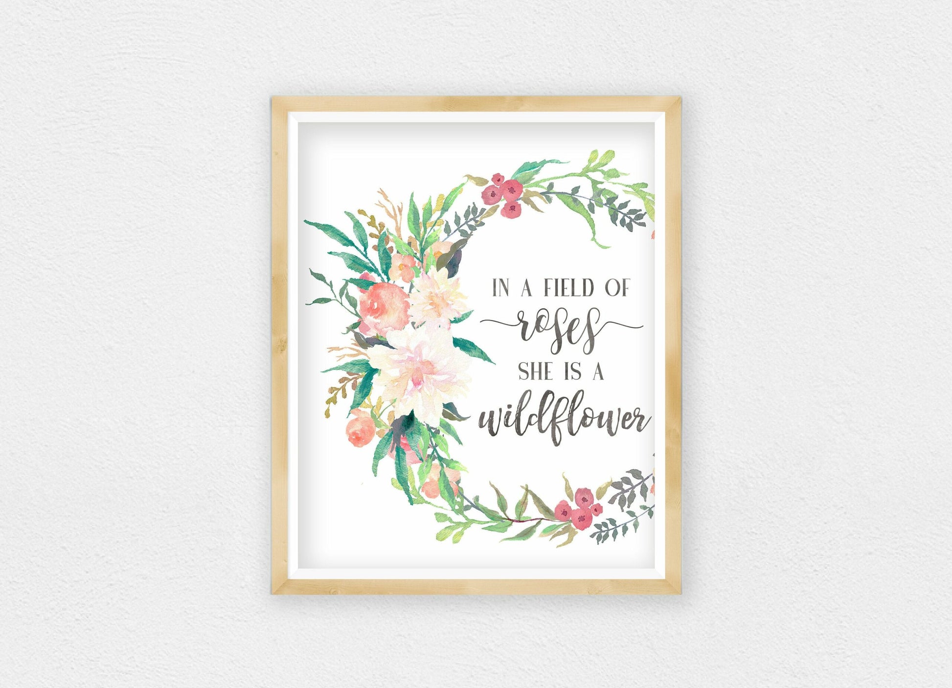 In A Field Of Roses She Is Wildflower, Printable Nursery Bedroom Wall Art Decor