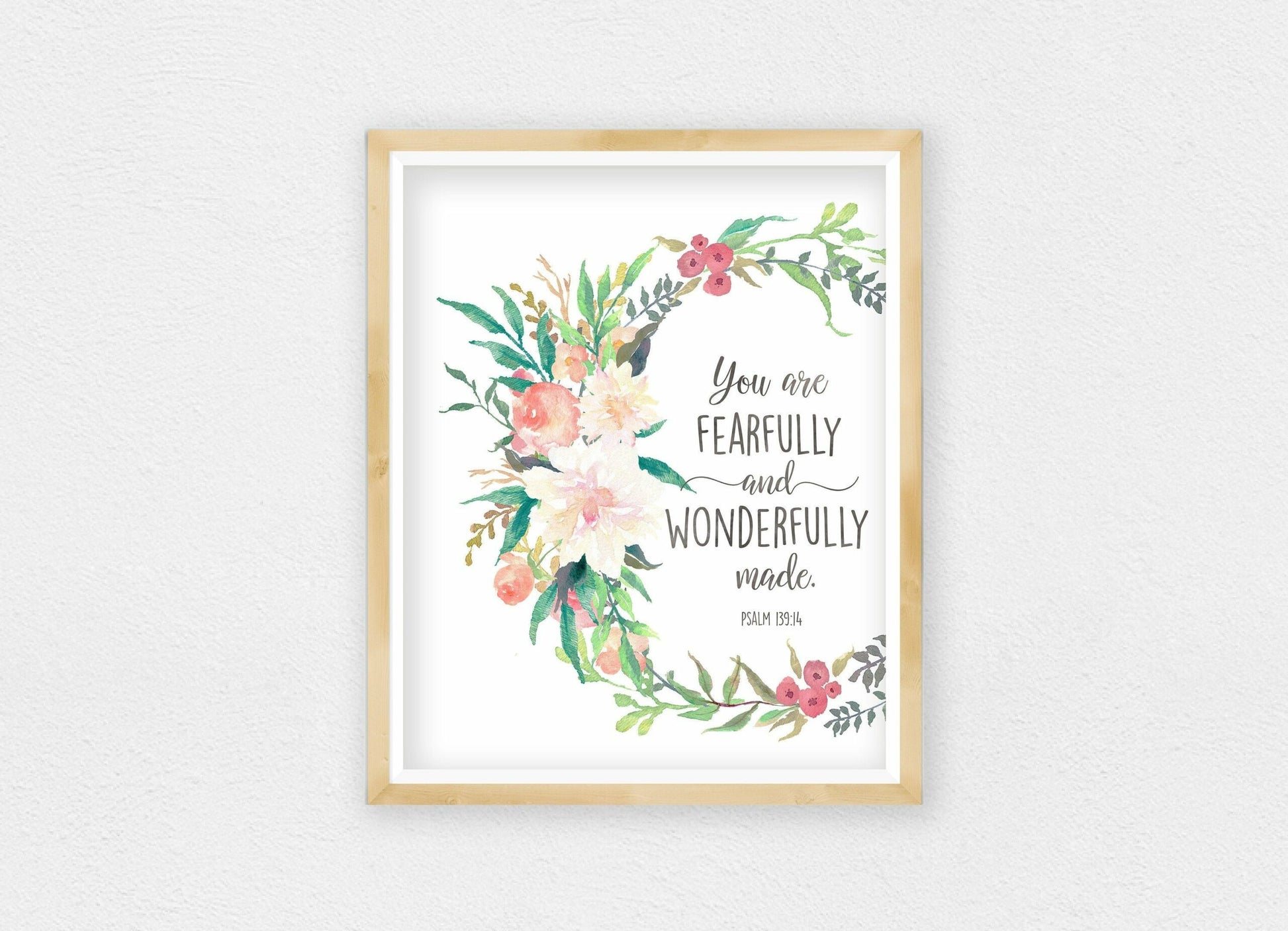 You Are Fearfully And Wonderfully Made, Psalm 139:14,Nursery Bible Verse Print
