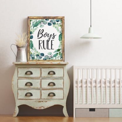 Boys Rule, Boys Nursery Prints, Eucalyptus Nursery Decor, Boys Room Wall Art