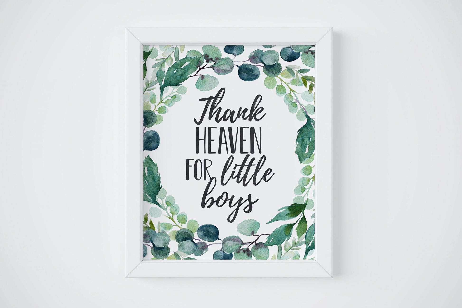 Thank Heaven For Little Boys, Boys Nursery Prints, Eucalyptus Nursery Decor