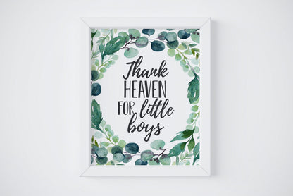 Thank Heaven For Little Boys, Boys Nursery Prints, Eucalyptus Nursery Decor