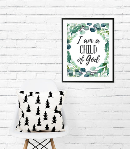 I Am A Child Of God,Boys Nursery Print,Eucalyptus Nursery Decor,Room Wall Art