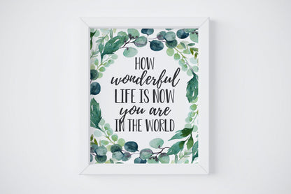 How Wonderful Life Is Now You're In The World,Boys Nursery Prints Decor Wall Art