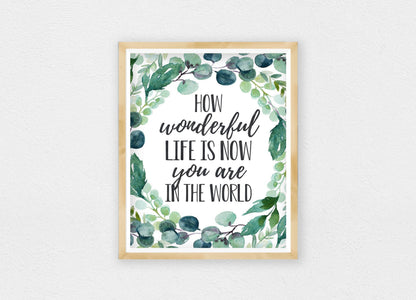 How Wonderful Life Is Now You're In The World,Boys Nursery Prints Decor Wall Art