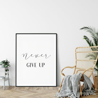 Never Give Up, Winston Churchill, Churchill Quotes, Gold Print Art, Decor Print