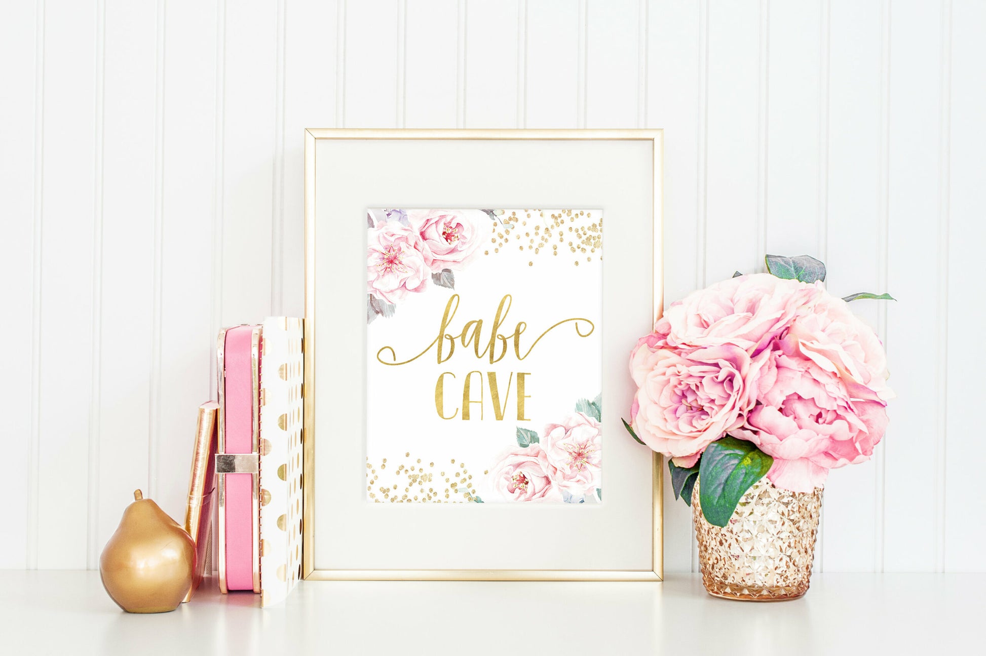 Bebe Cave Printable Nursery Wall Art,Gold Nursery Decor Girl,Girls Room Wall Art