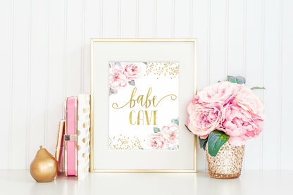 Bebe Cave Printable Nursery Wall Art,Gold Nursery Decor Girl,Girls Room Wall Art