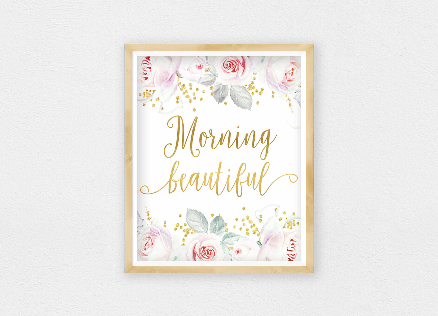 Morning Beautiful Printable Nursery Wall Art, Gold Nursery Room Decor Girl Quote