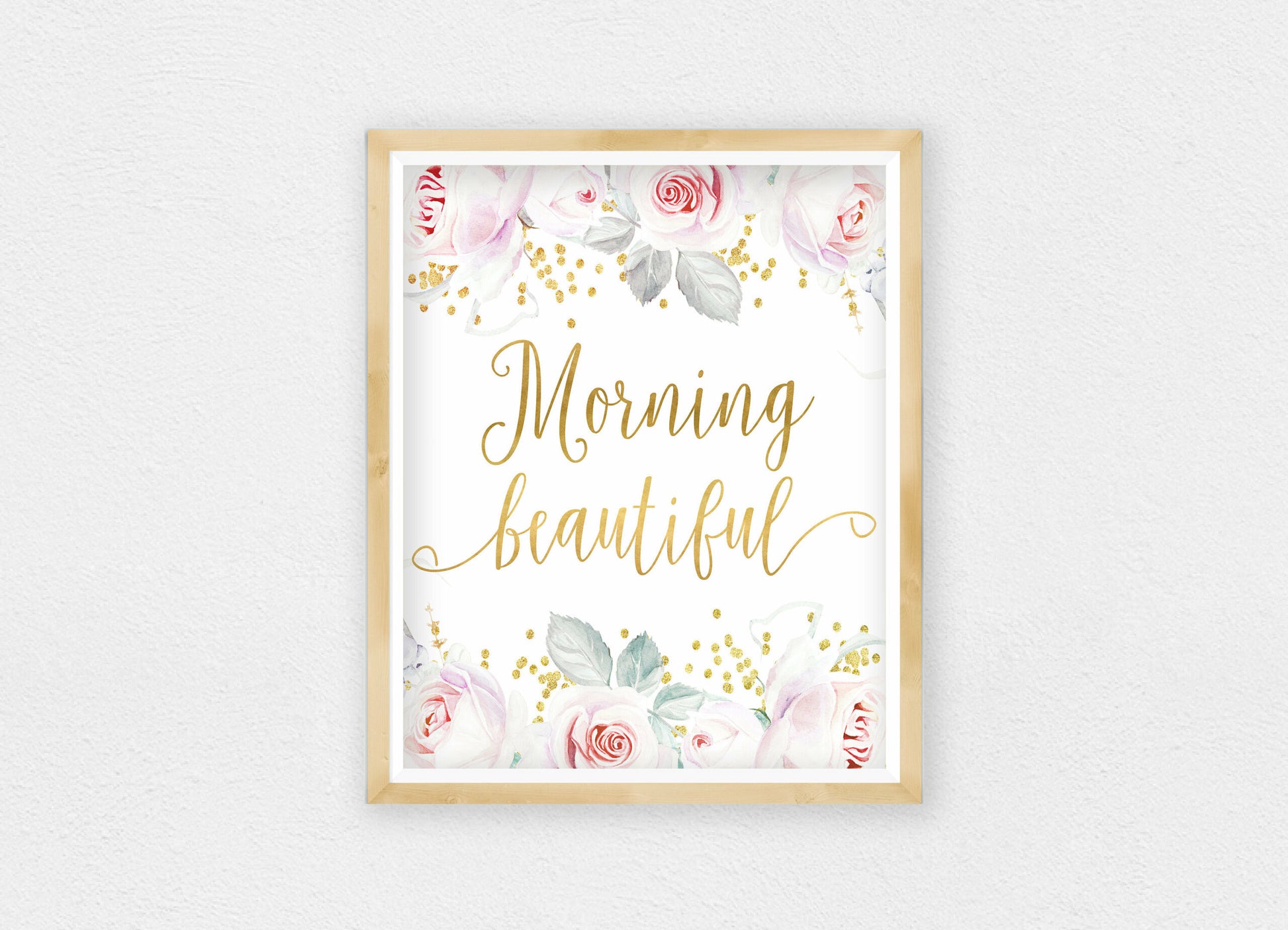Morning Beautiful Printable Nursery Wall Art, Gold Nursery Room Decor Girl Quote