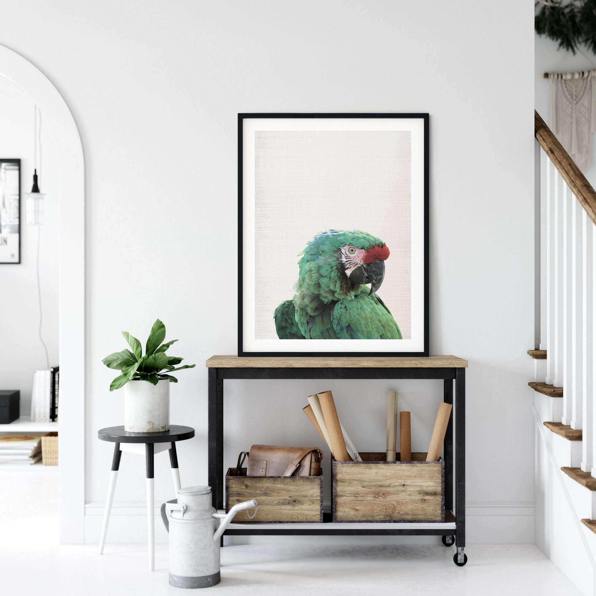 Parrot Print, Emerald Parrot Art, Macaw Print, Home Decor Animal Printable