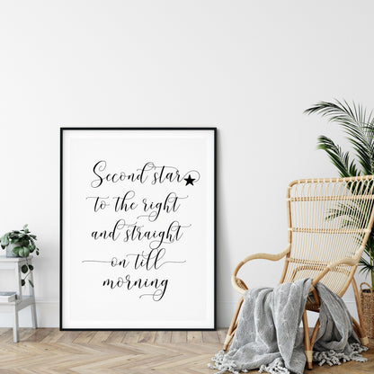 Nursery Printable Wall Art Second Star To The Right & Straight On Till Morning