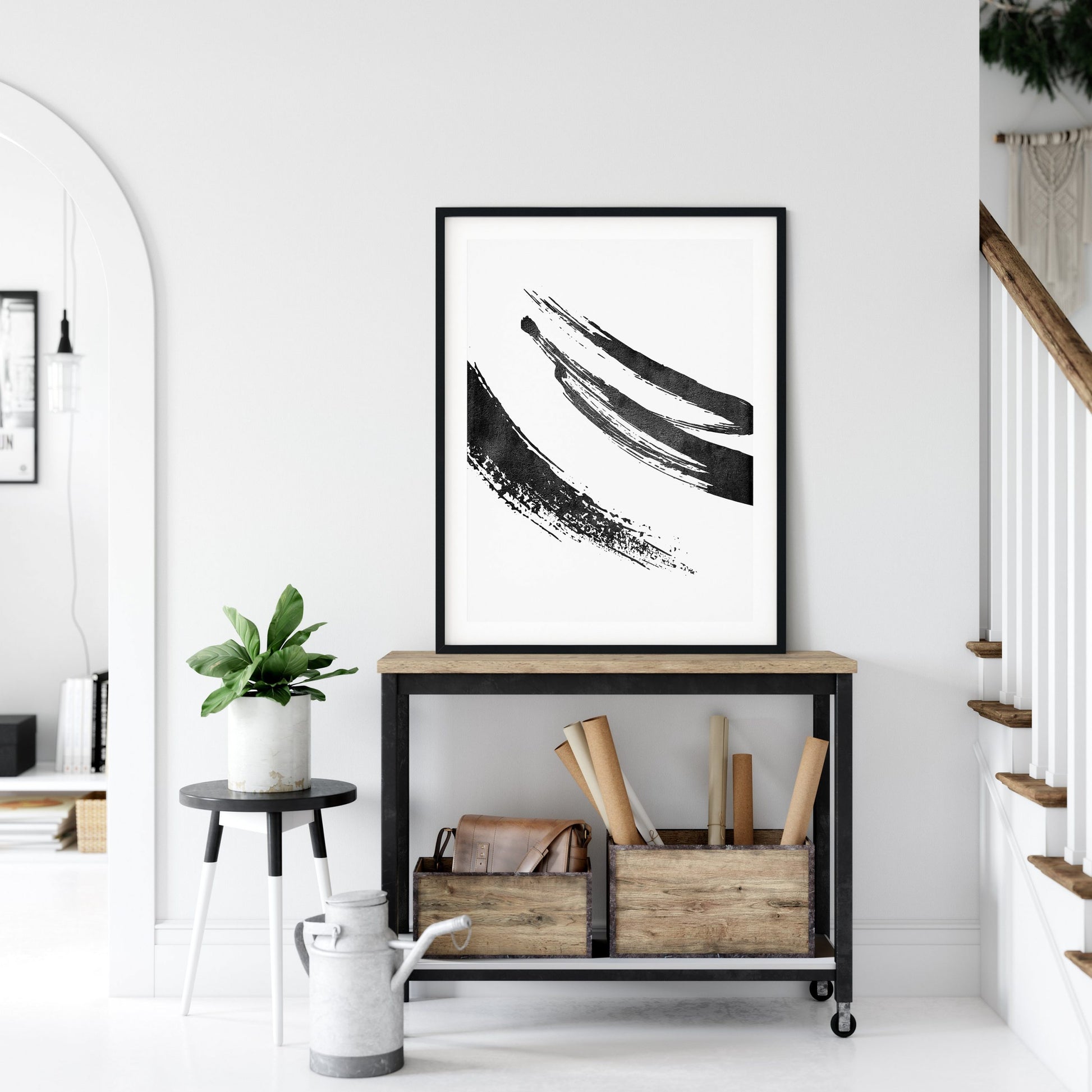 Modern Abstract Printable, Brush Strokes Wall Art, Room Wall Art Decor