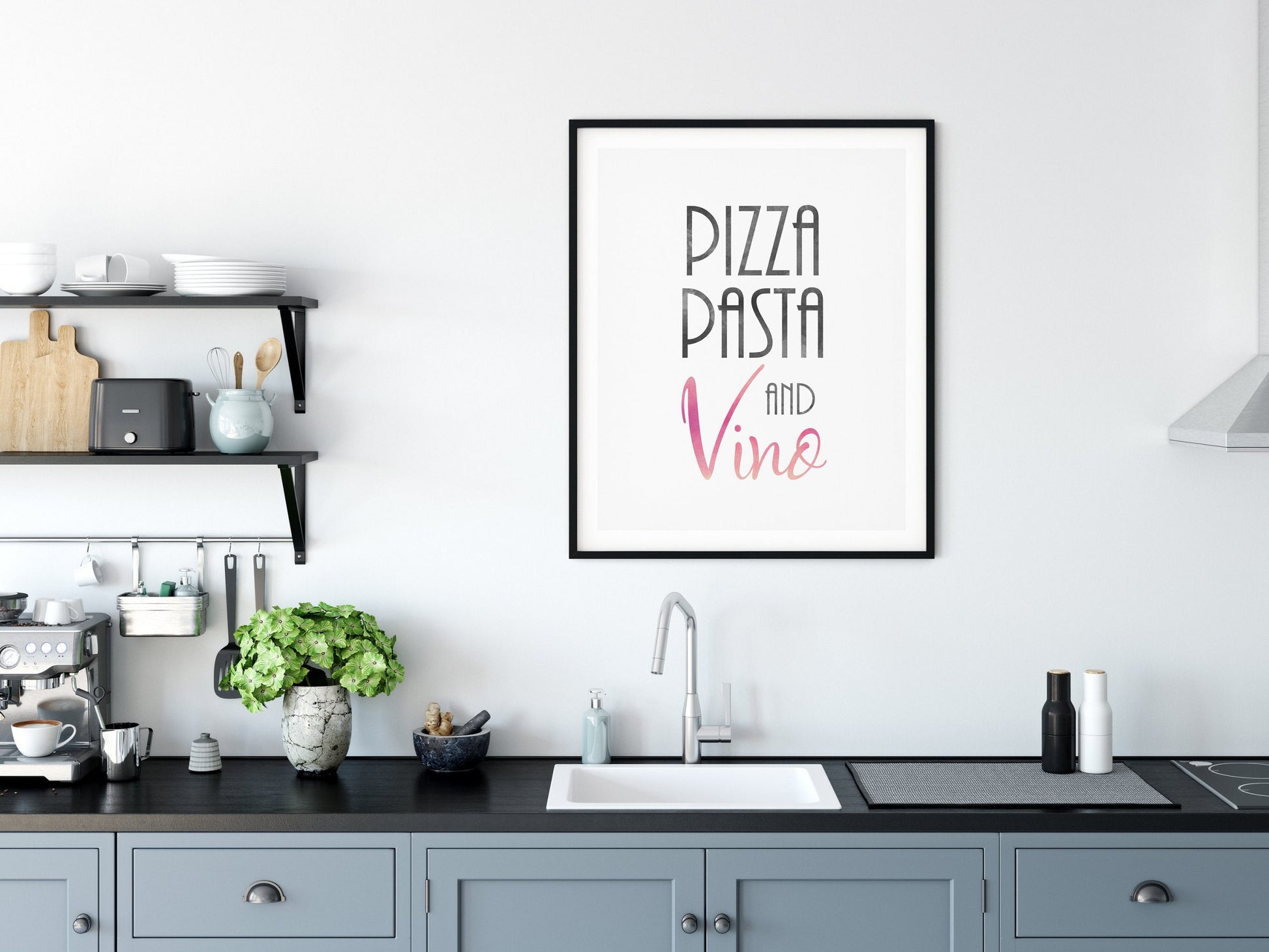 Wall Art Pizza Pasta And Vino, Kitchen Print Wall Art, Kitchen Home Decor Print