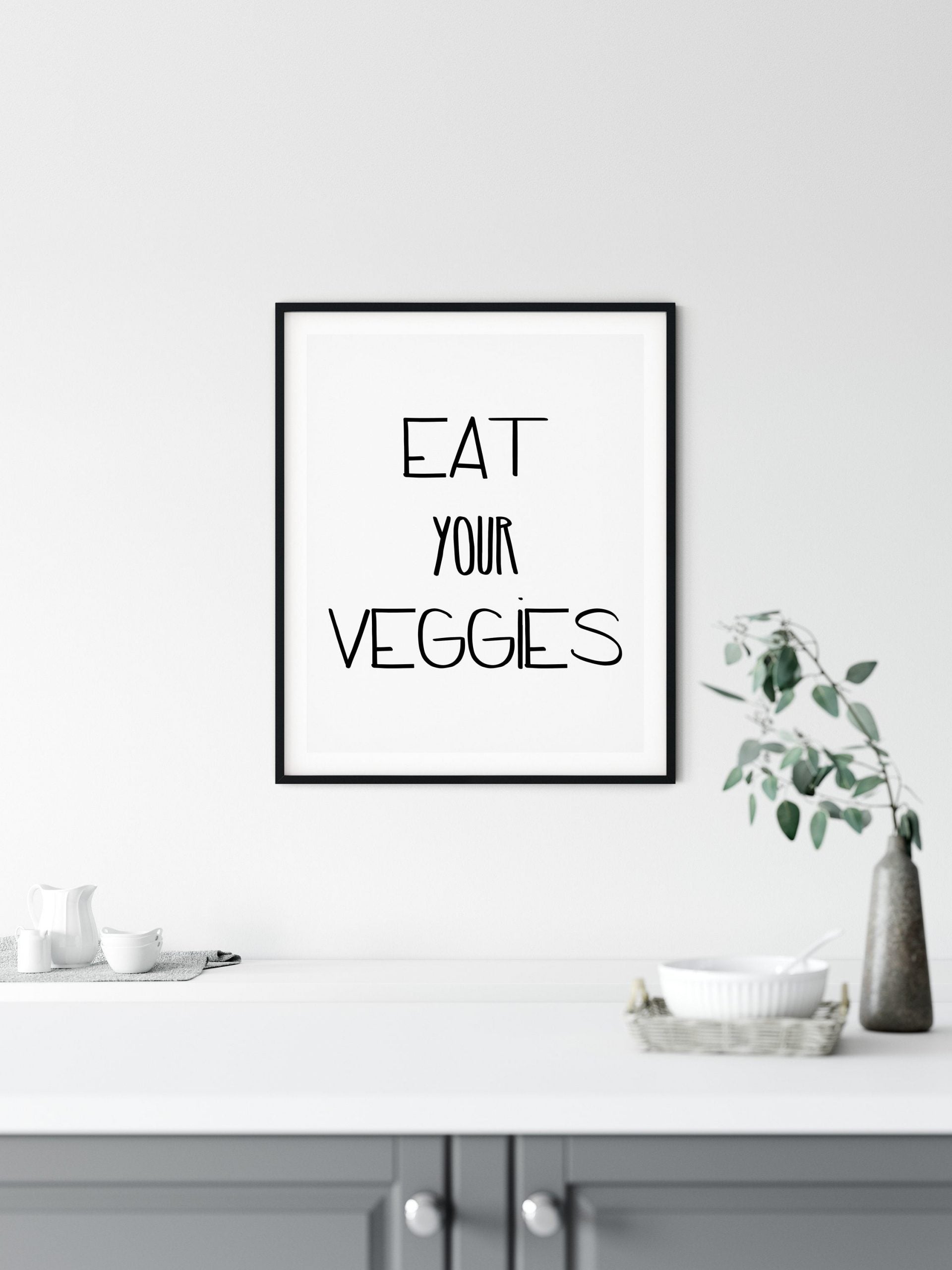 Funny Kitchen Prints Eat Your Veggies, Kitchen Wall Art, Kitchen Home Decor Print