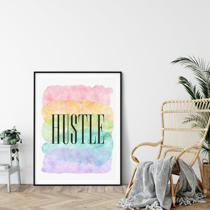 Office Decor Hustle Art Print, Wall Quotes, Motivational Art Prints,Room Wall Art