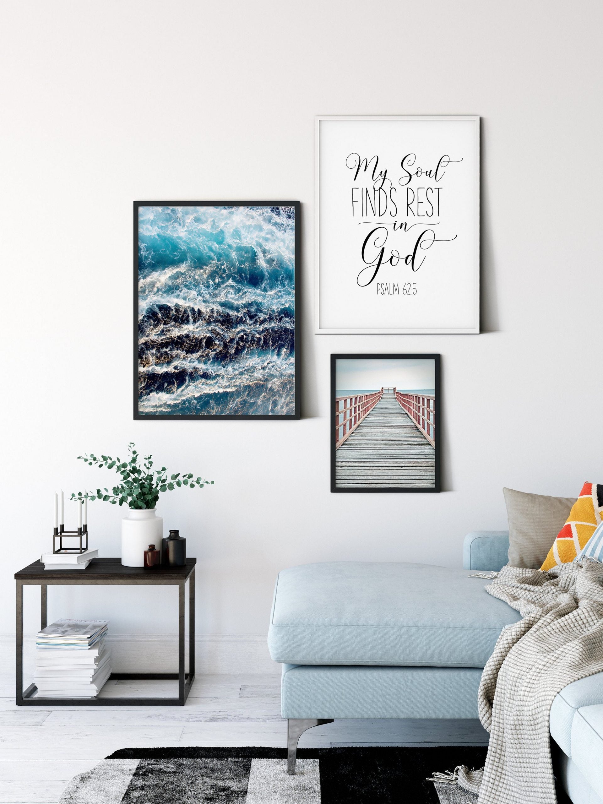 Bible Wall Art, Psalm 62:5 My Soul Find Rest In God Print, Scripture Wall Art,Bible Verse Prints