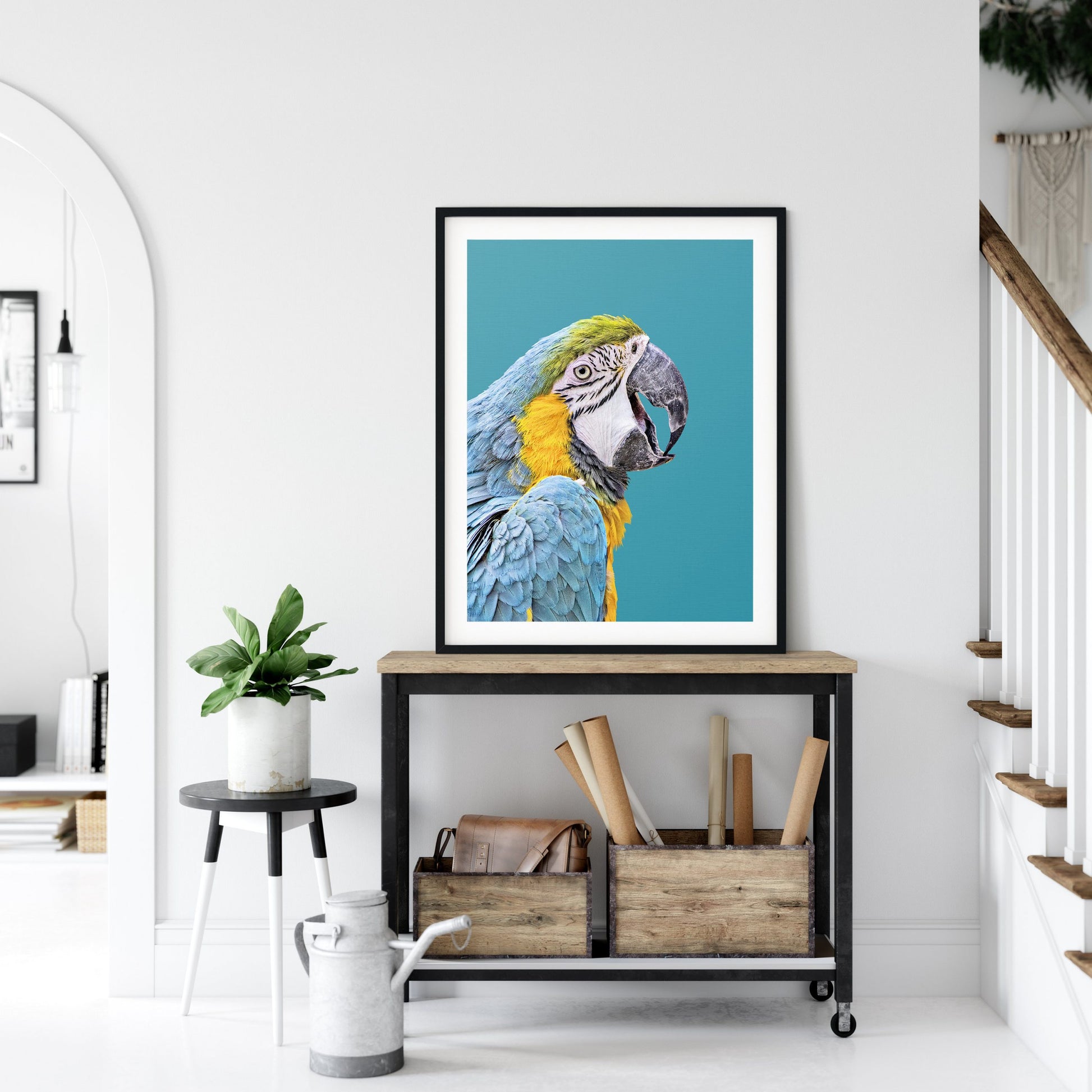 Parrot Artwork, Turquoise Bird Printable Wall Art, Home Decor Animal Prints
