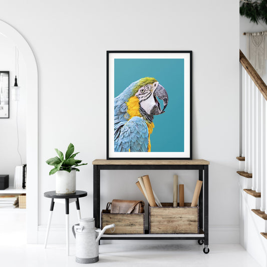 Parrot Artwork, Turquoise Bird Printable Wall Art, Home Decor Animal Prints