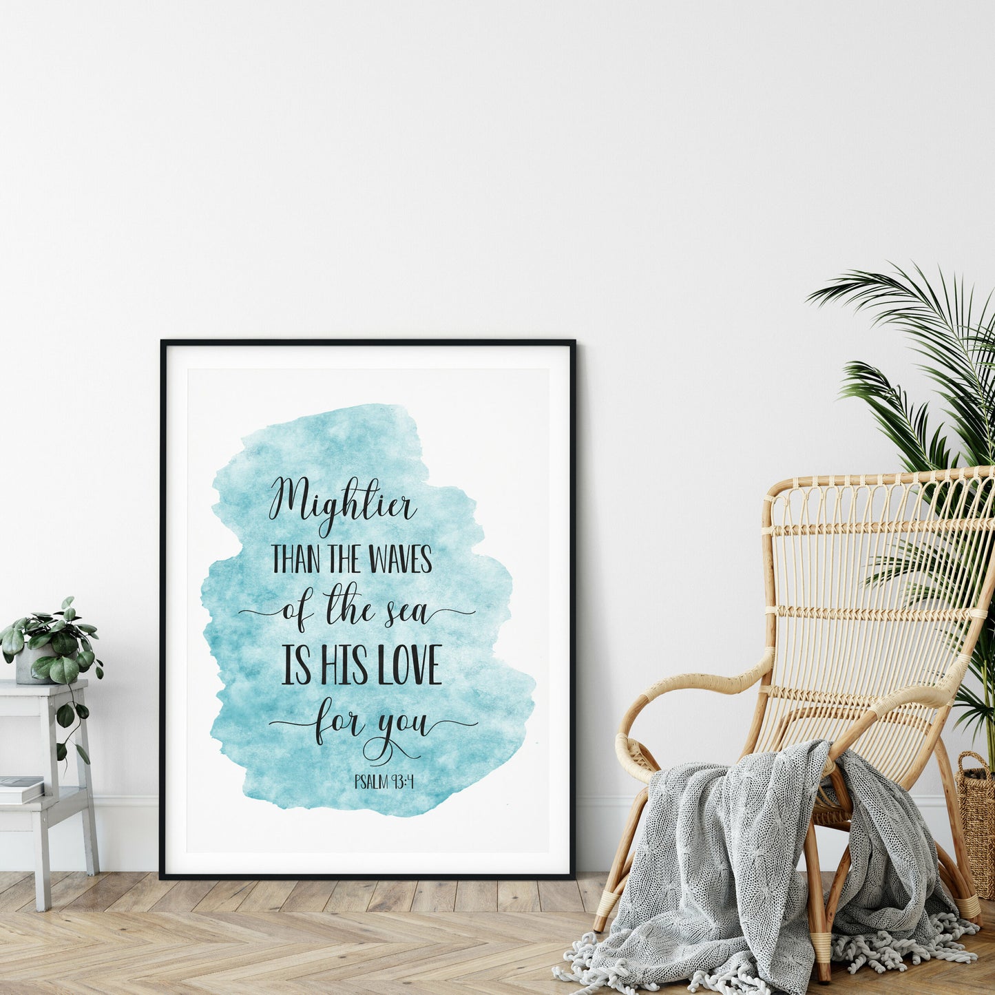 Mightier Than The Waves, Psalm 93:4, Bible Verse Printable Wall Art, Christian Gifts, Nursery Quotes