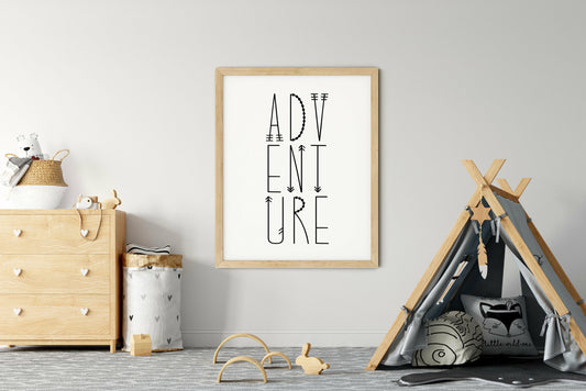 Adventure Sign, Inspirational Quote, Nursery Printable Art, Room Wall Art Decor