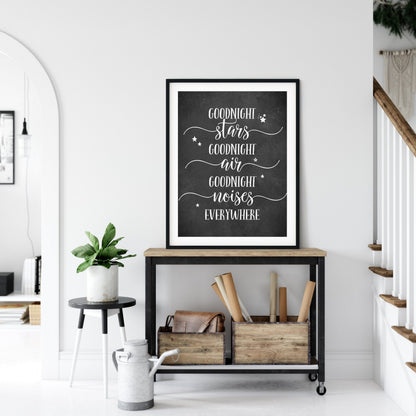 Goodnight Stars Goodnight Air Goodnight Noises, Nursery Printable Wall Art