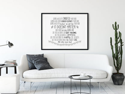 Some Kids Are Smarter Than You,Be The Nice Kid, Children Prints,Nursery Wall Art