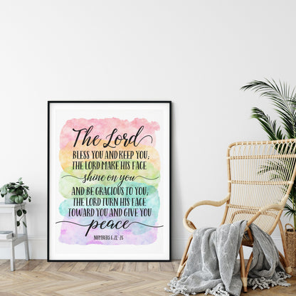 The Lord Bless You And Keep You, Numbers 6:24, Bible Verse Printable Wall Art,Nursery Decor