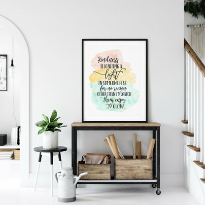 Kindness Is Igniting A Light, Nursery Print Wall Art,Motivation Room Decor