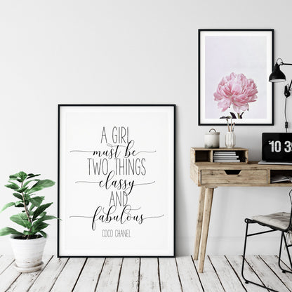 Coco Chanel Print Be Classy, Fashion Wall Art Handwritten Gifts, Girl Room Decor