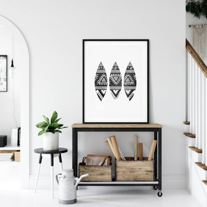 Black White Abstract Art Print Tribal Arrow Watercolor Print Room Wall Art Decor