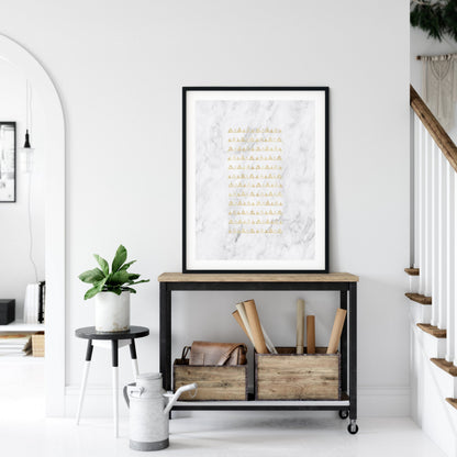 Geometric Triangle Wall Art, Gold & White Abstract Artwork, Room Wall Art Decor