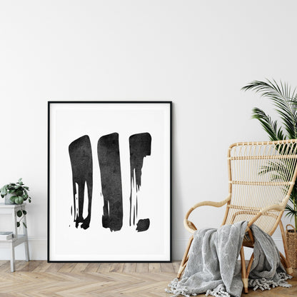 Abstract Brush Stroke Art, Minimal Abstract Wall Art, Room Wall Art Decor