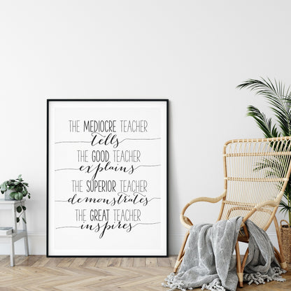 The Mediocre Teacher Tells, The Good Teacher Explains,Teacher Gift Print Art