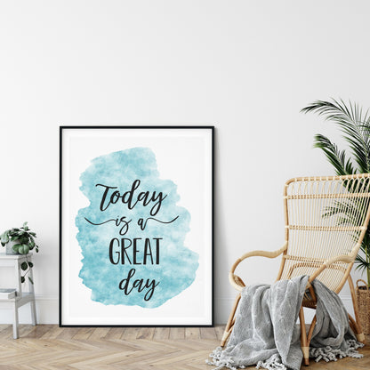 Today Is A Great Day, Inspirational Quotes, Motivational Wall Art, Kids Room