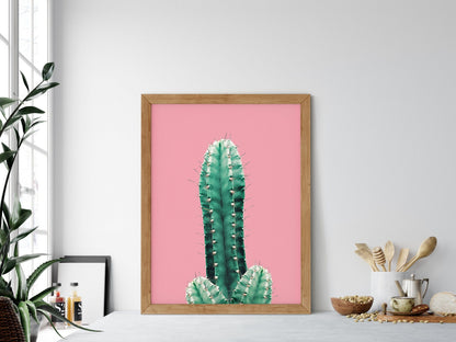 Pink Cactus Print Download,Pink Cactus Wall Art,Pink Botanical Home Decor Print