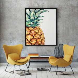Pineapple Wall Art Decor, Pineapple Print Artwork, Tropical Art Printable Decor