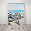 Lilac Stone Art, Pebble Art, Teal Ocean Photography, Stone Wall Art, Home Decor