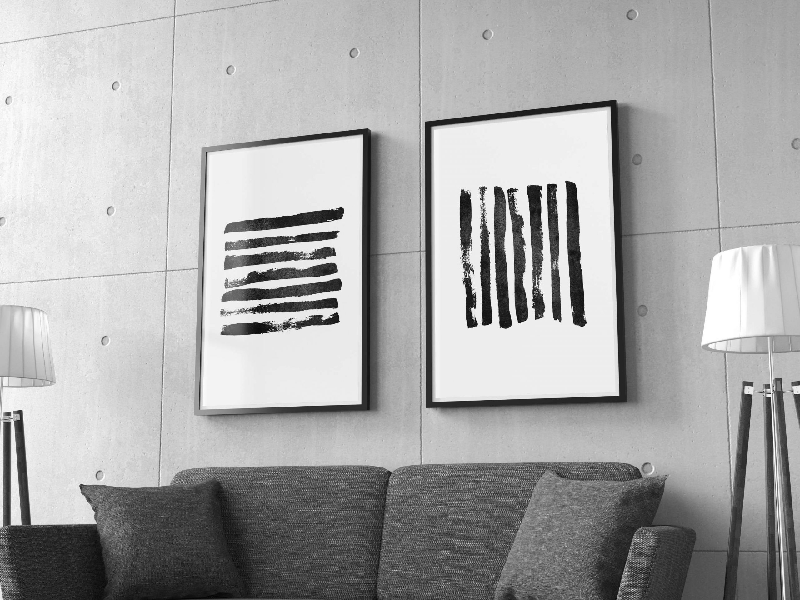 Abstract Print, Black Paint Strokes Art, Modern Art Room Wall Art Decor
