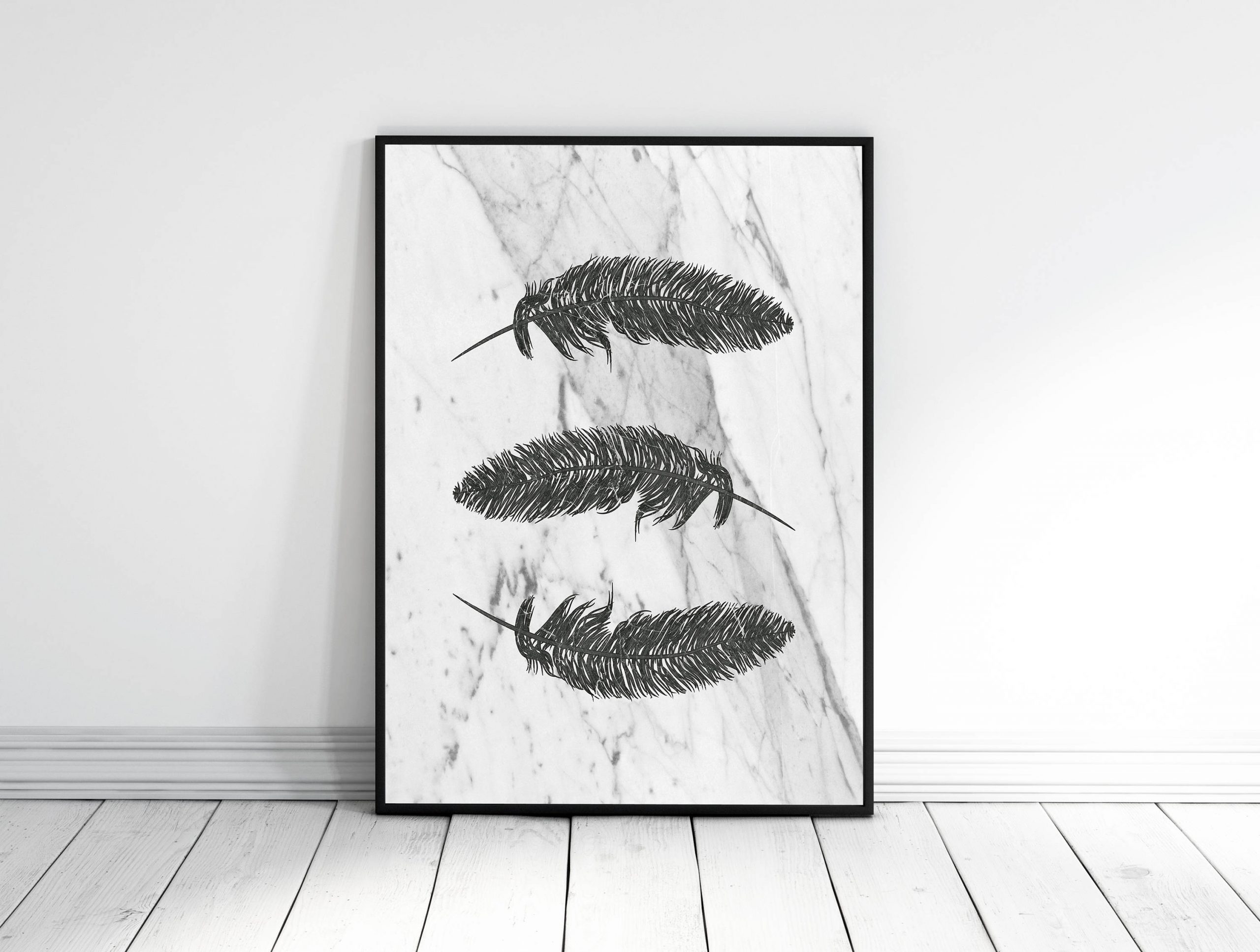 Black Feathers, Feather Print, Feather Printable Art, Room Wall Art Decor