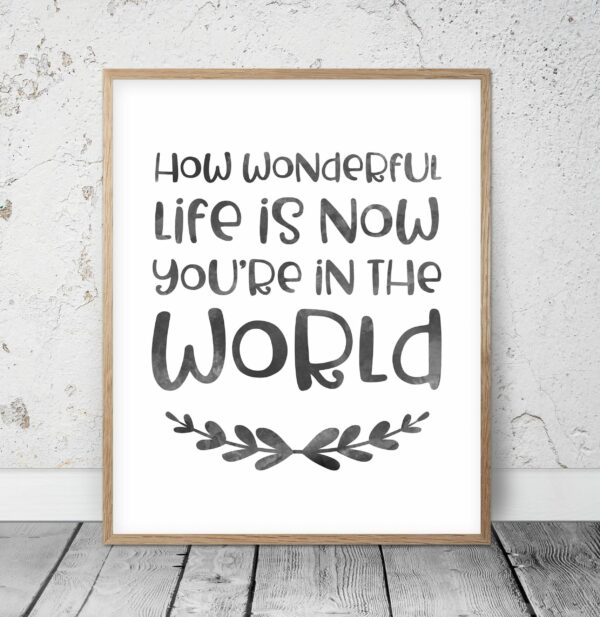 How Wonderful Life is Now You're in the World, Children Boy or Girl Printable