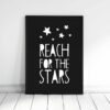 Minimalist Poster Reach for the Stars Print, Black and White Nursery Prints Art