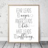 Fear Leads To Anger,Inspirational Quotes,Nursery Print Quotes,Kids Room Decor