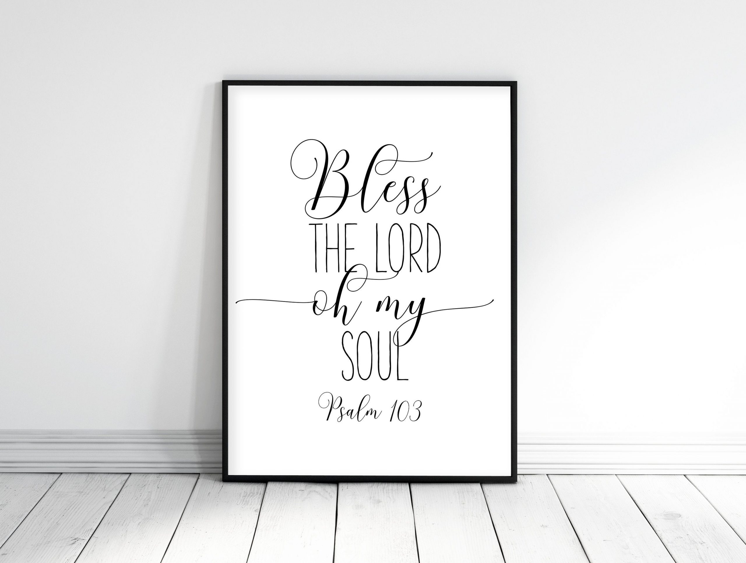 Bible Verse Art Bless The Lord Oh My Soul, Psalm 103, Scripture Quote, Nursery Wall Art Scripture